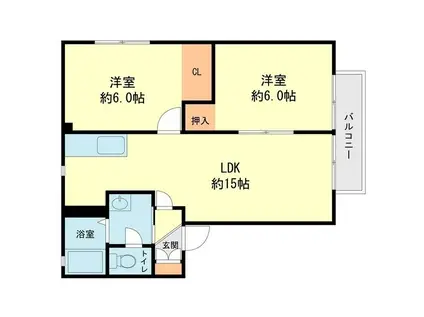 パインカーサ希みが丘A棟(2LDK/2階)の間取り写真