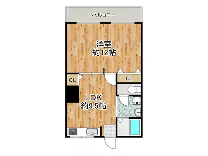 川忠ビル(1LDK/5階)の間取り写真