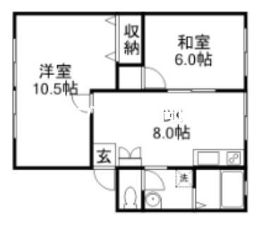 コーポ赤坂(2DK/1階)の間取り写真