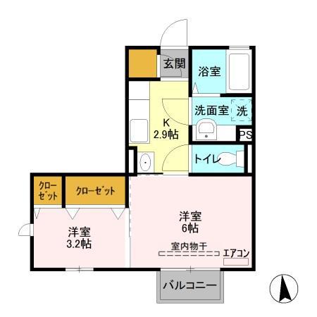 ヴィティス A(2K/2階)の間取り写真