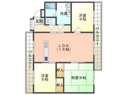 フローラII(3LDK/3階)の間取り写真