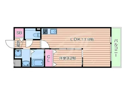 サンシティーグランデII(1LDK/1階)の間取り写真