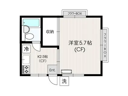 矢車荘(1K/2階)の間取り写真