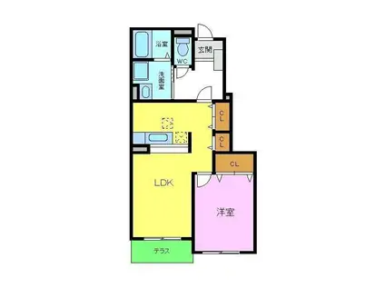 プリムローズTK B(1LDK/1階)の間取り写真