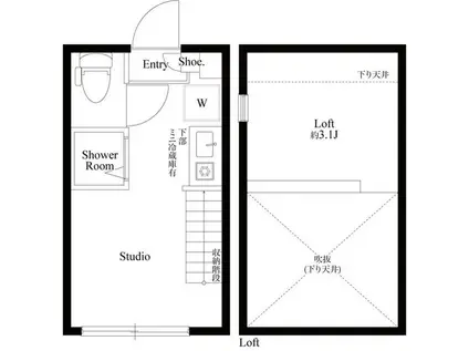 ハーモニーテラス上高井戸IV(ワンルーム/2階)の間取り写真