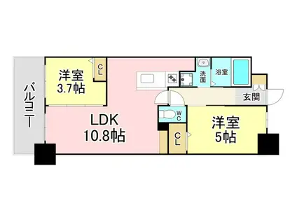 コンダクトレジデンスHIGUCHIMACHI(2LDK/9階)の間取り写真