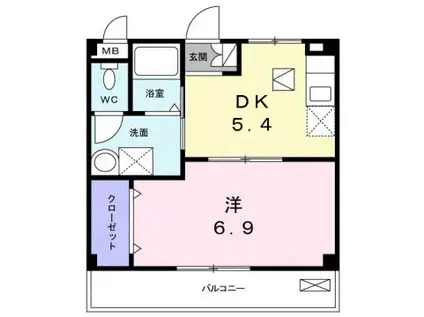 プレッソ・ガレ壱番館(1DK/2階)の間取り写真