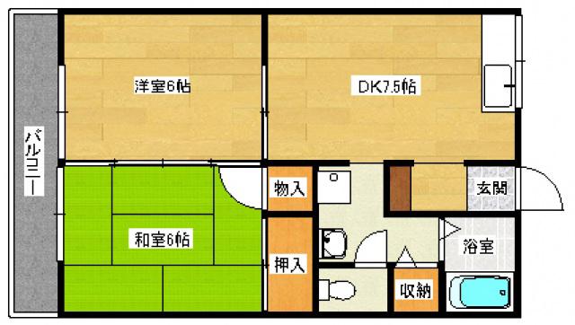 アーバン浅井A棟(2DK/2階)の間取り写真