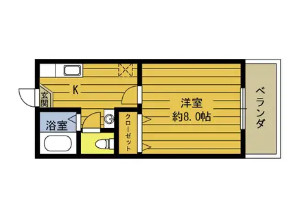 アミュゼ3(1K/2階)の間取り写真