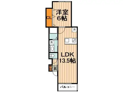 PONTE.U(1LDK/3階)の間取り写真