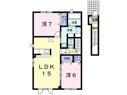 シュエットII(2LDK/2階)の間取り写真