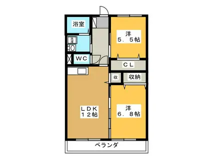 プランドールウヌマ(2LDK/1階)の間取り写真