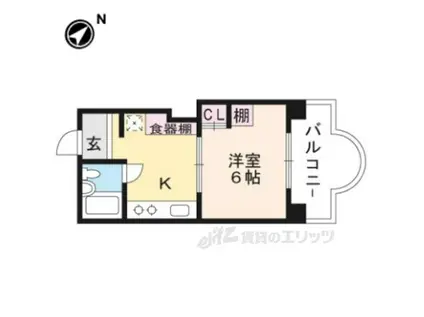 LAKE FRONT浜大津(1K/3階)の間取り写真