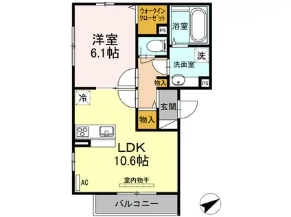 プレジール(1LDK/1階)の間取り写真