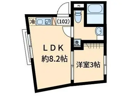 オモチデセンゴク(1LDK/1階)の間取り写真