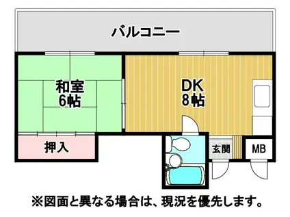 アバンセ黄金(1DK/4階)の間取り写真
