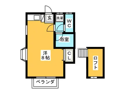 ハイツアサミ(ワンルーム/2階)の間取り写真