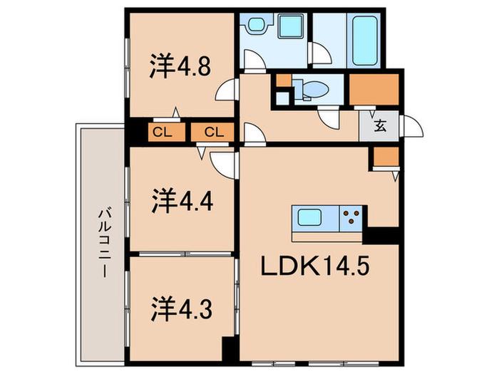 ブライトガーデン(3LDK/3階)の間取り写真