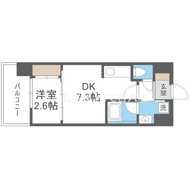 コンフォリア・リヴ淡路(1DK/6階)の間取り写真