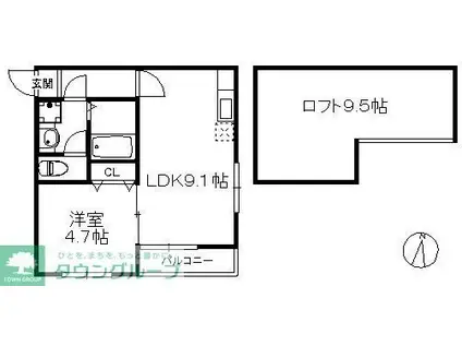 ポラリス周船寺Ⅲ(1LDK/2階)の間取り写真