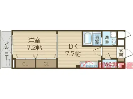 グラン・レスペリー(1DK/1階)の間取り写真