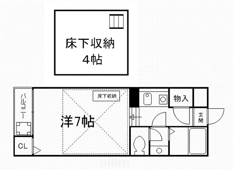 キャンベルリバーII番館(1K/1階)の間取り写真