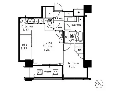 MFPR目黒タワー(1SLDK/11階)の間取り写真