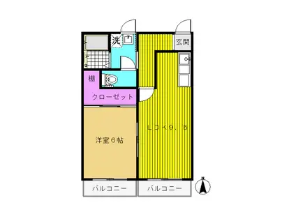 サンルーム神島(1LDK/2階)の間取り写真