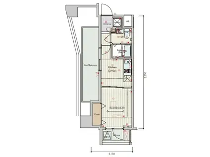セリュークス大森(1K/7階)の間取り写真