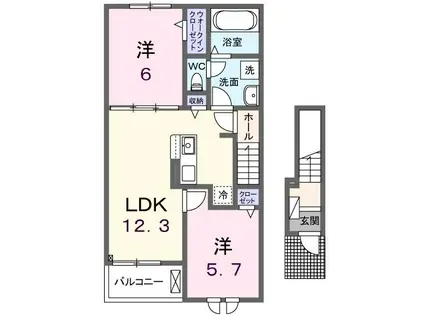 クレメントII(2LDK/2階)の間取り写真