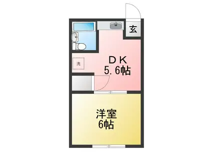 ジュエン若木(1DK/2階)の間取り写真