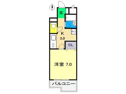 グランコート鷹匠町(1K/3階)の間取り写真