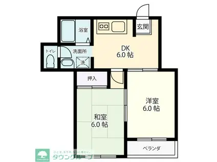 パルス新横浜(2DK/1階)の間取り写真