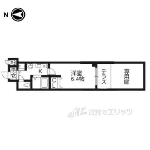 プレサンス京都四条烏丸クロス(1K/1階)の間取り写真