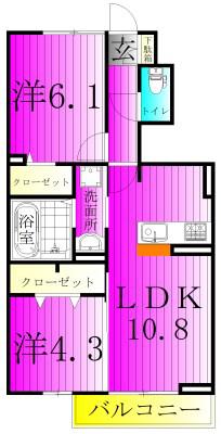 ル・コンフォール(2LDK/1階)の間取り写真