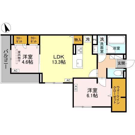 クレール(2LDK/3階)の間取り写真