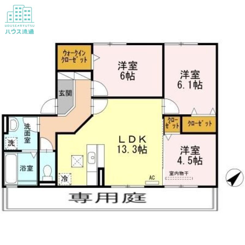 ウィルウィンド(3LDK/1階)の間取り写真