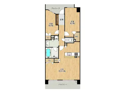 クレヴィア阿波座(2LDK/8階)の間取り写真