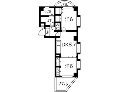 ジュノス(2DK/4階)の間取り写真