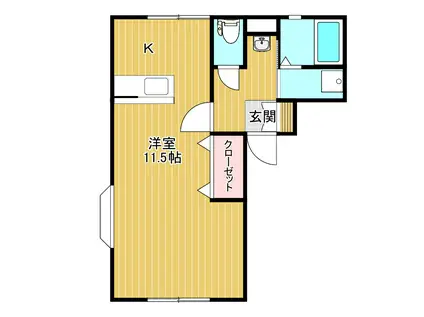 メイユール(1K/1階)の間取り写真