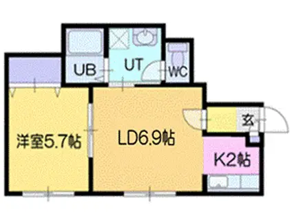 シェリル(1LDK/2階)の間取り写真
