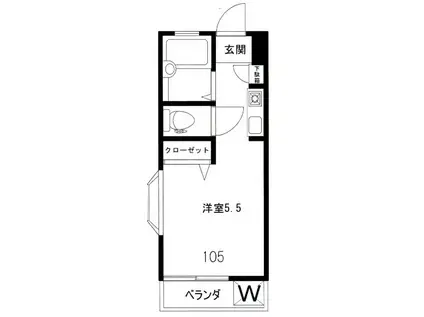 東陽シャレー武蔵小山(ワンルーム/1階)の間取り写真