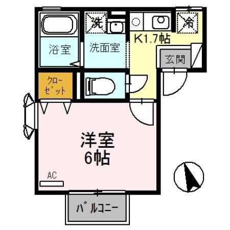 セジュールTANIGAMI(1K/1階)の間取り写真