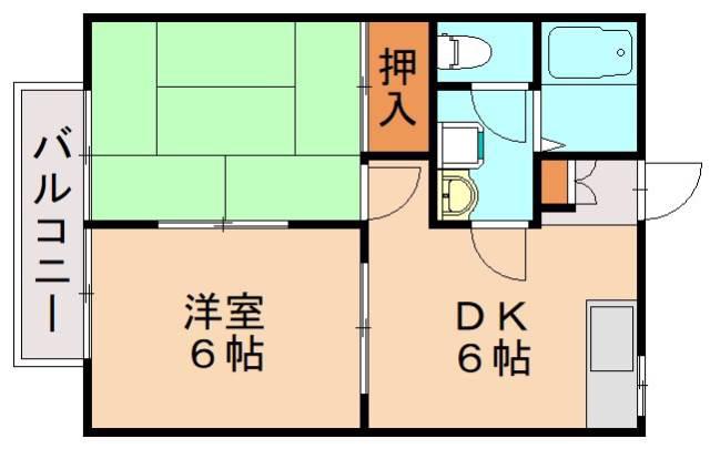 シャリエ日の里(2DK/2階)の間取り写真