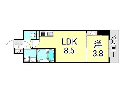 LIVIAZ KOBE LAMER(1LDK/3階)の間取り写真