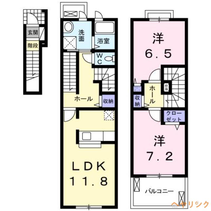 アミティエ東光(2LDK/2階)の間取り写真