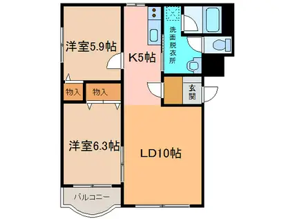 ミーユーマンション(2LDK/3階)の間取り写真