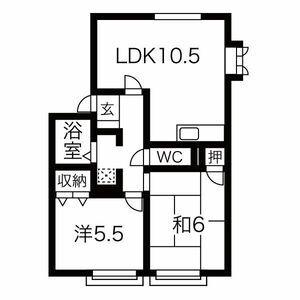 アネシス愛宕山II(2LDK/2階)の間取り写真