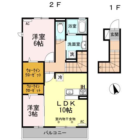 アヴェニール(2LDK/2階)の間取り写真
