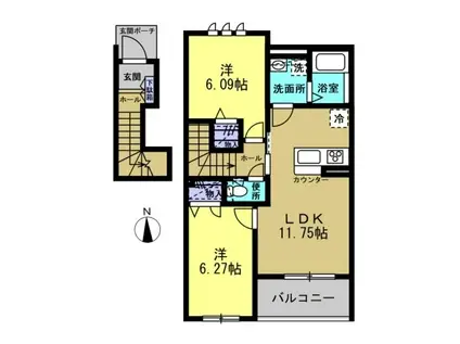 コンフォール新川崎(2LDK/2階)の間取り写真